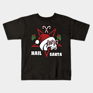 hail santa funny christmas satan santa skull Kids T-Shirt